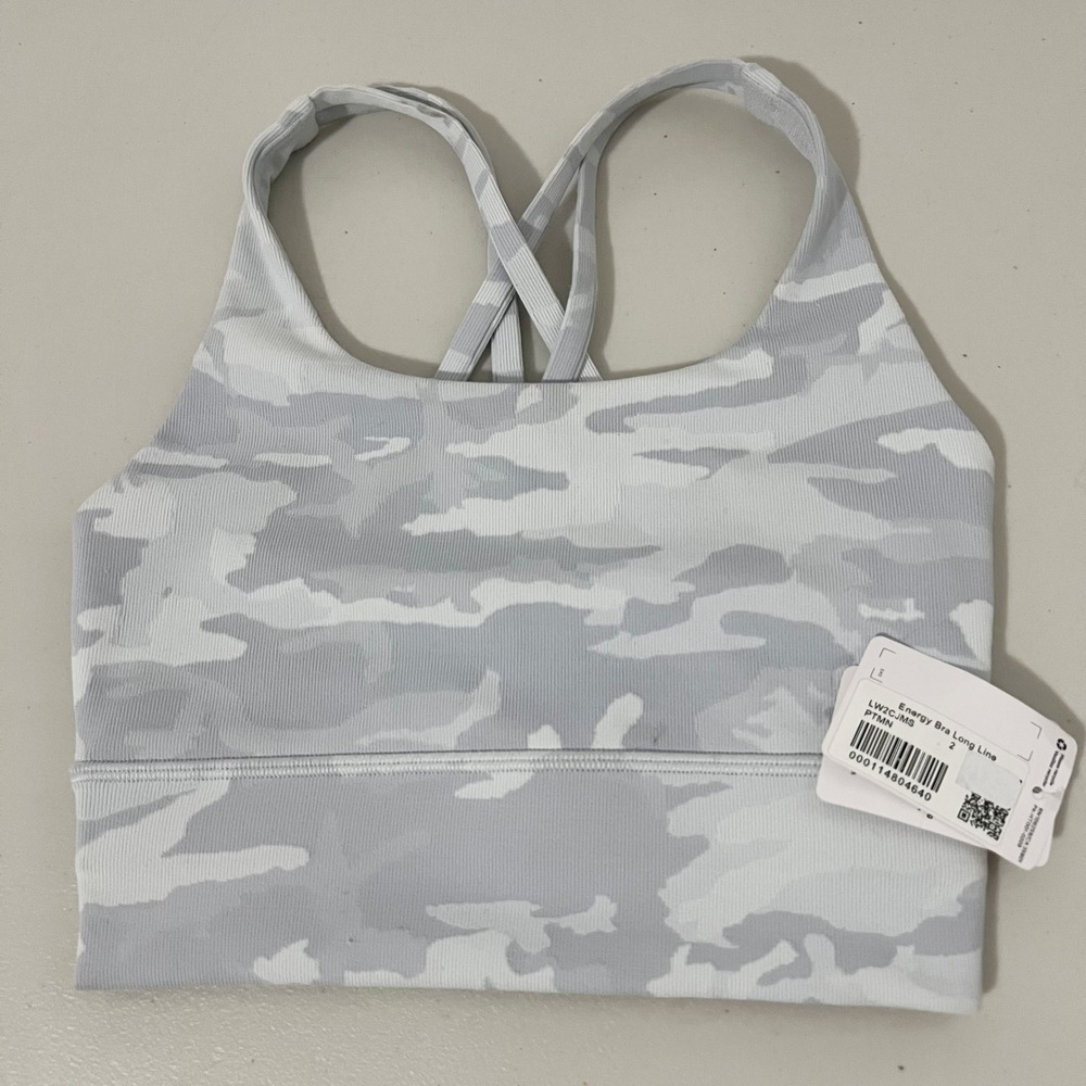 lululemon Energy Bra Long Line Ribbed Heritage 365 Camo PTMN Size 2 LW2CJMS